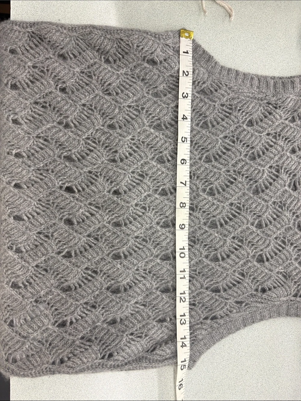 J. Crew Cashmere Pointelle Open-Knit Sweater Vest, Heather Gray